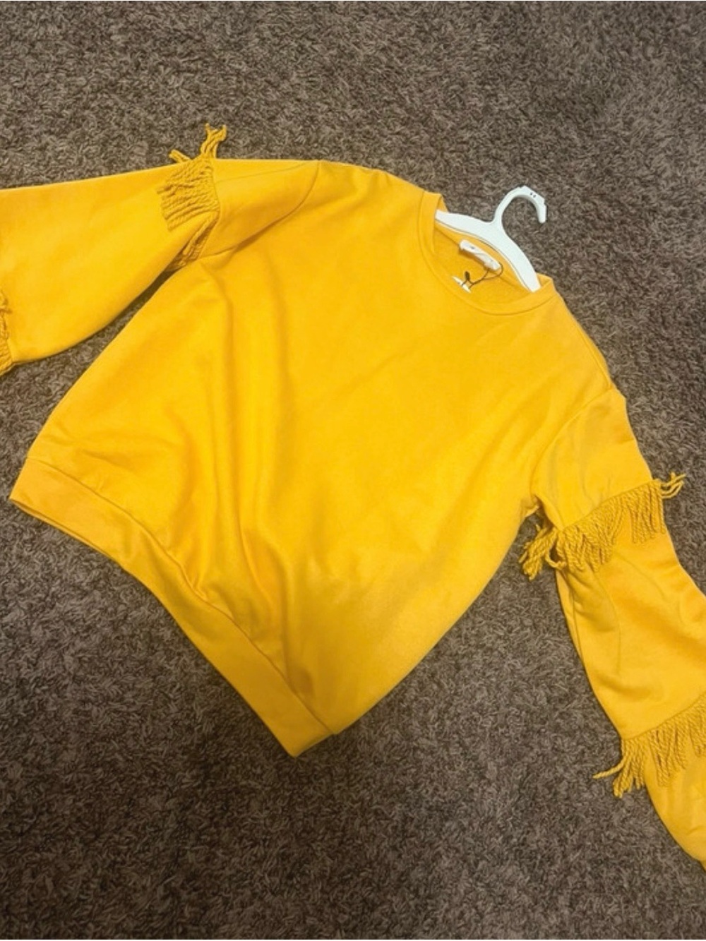 Yellow Fringe Sleeve Sweatshirt